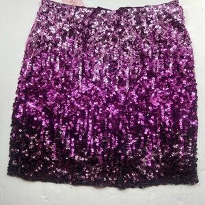 MANER Sequined Ombre Mini Skirt Size Large Purple Elastic Waist NWT READ
